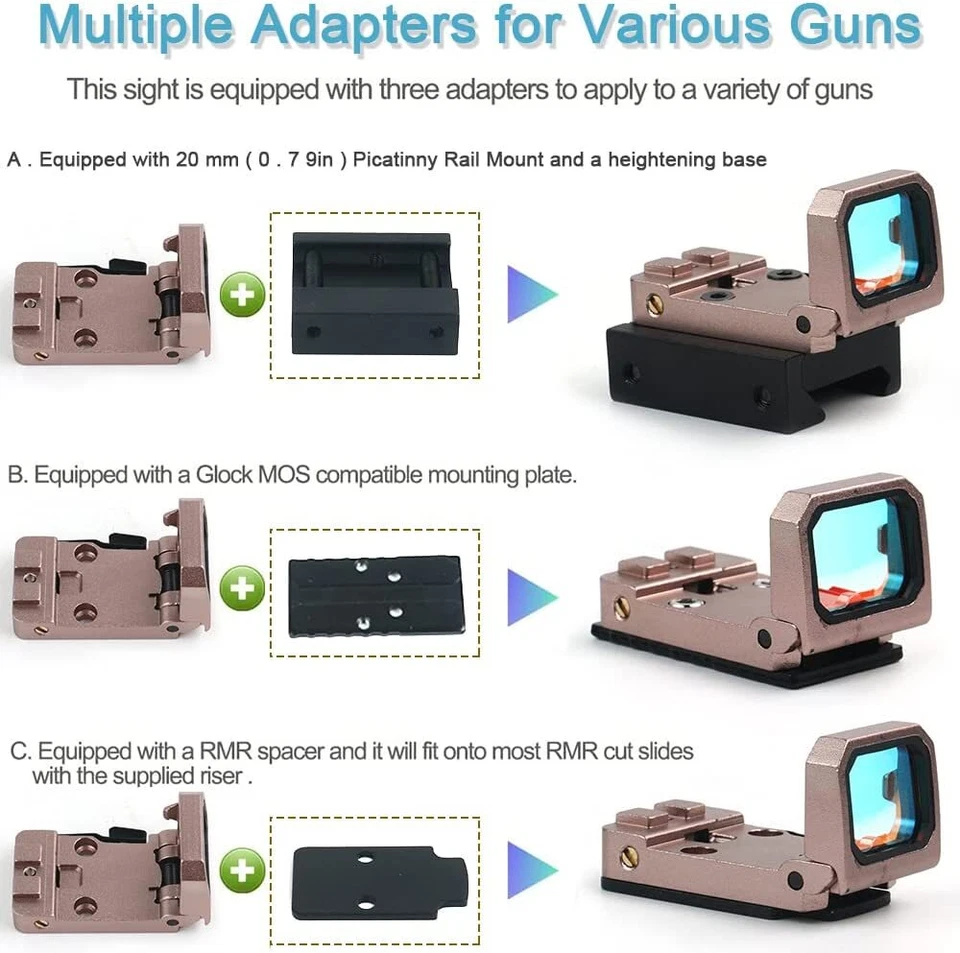 Tactical Mini Folding Flip Up Red Dot Sight Reflex Sight - Image 2